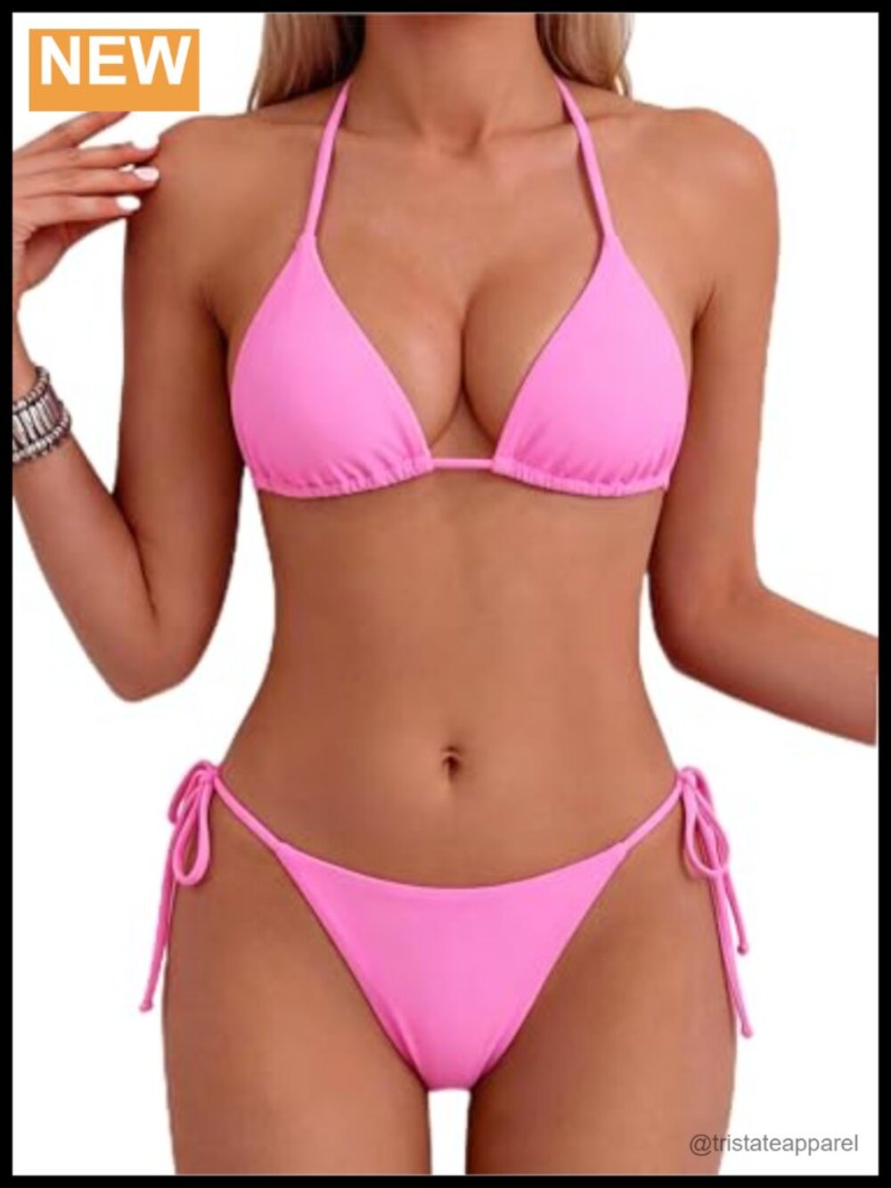 Halter Thong Bikini Set Tie Sides Triangle Two Piece Swimsuits